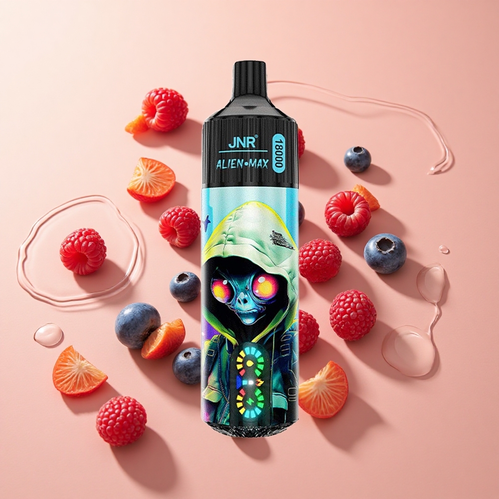 JNR Alien Max 18000 Puffs אוכמניות פטל wholesale Israel תצוגת LED חכמה סוללה 850mAh
