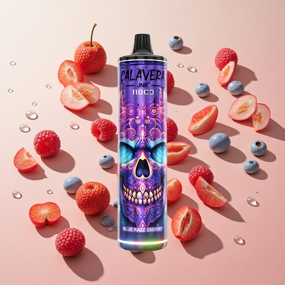 JNR Calavera 11000 Puffs Blue Razz Cherry דובדבן כחול סוכרייה סוג C טעינה סיטונאי ישראל