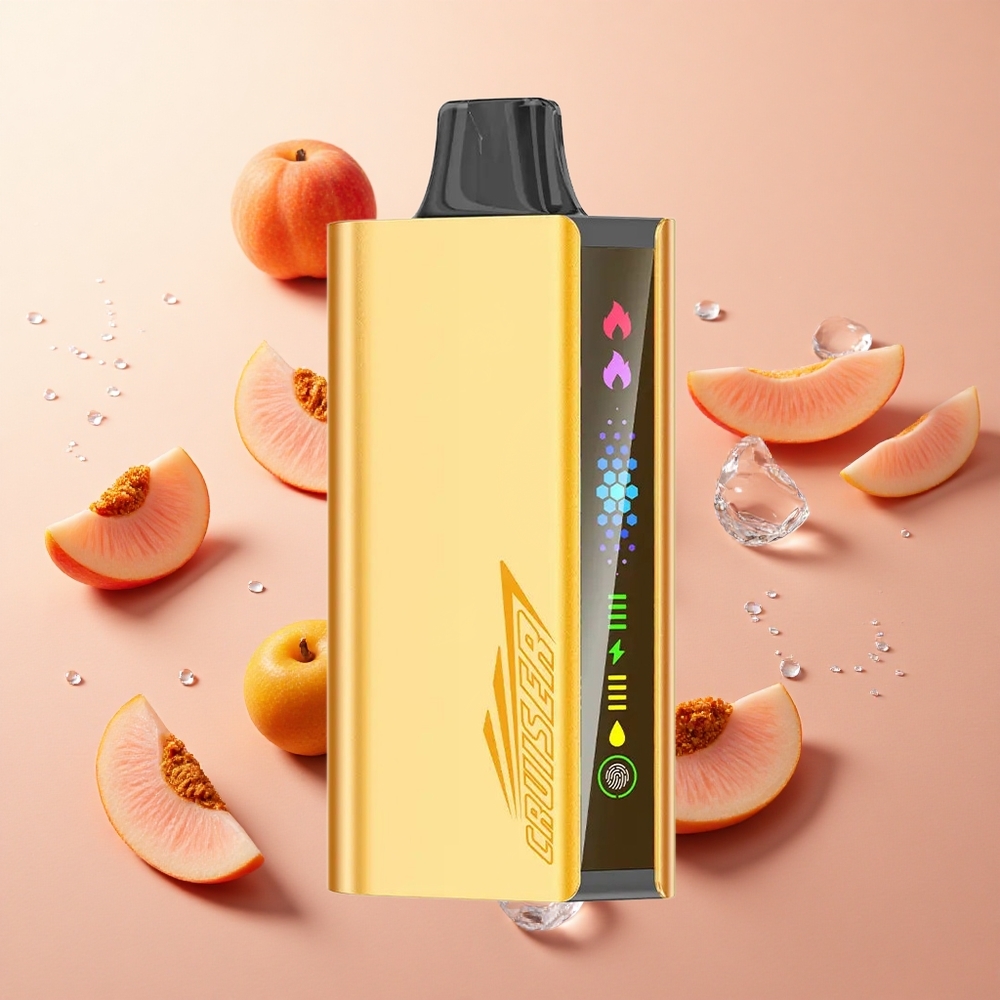 JNR Cruiser 12000 Puffs אפרסק קרח No-Charge Vape חד פעמי סיטונאי ישראל סוללה מובנית של 3500 מיליאמפר/שעה