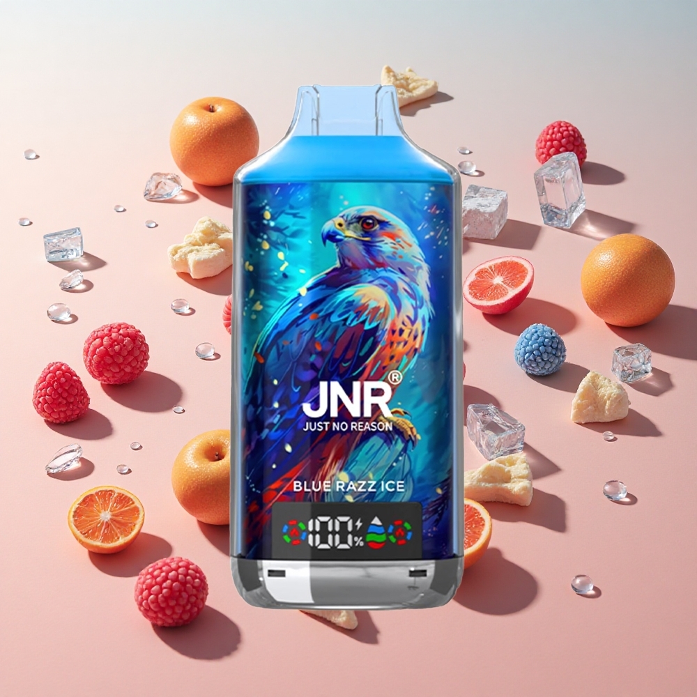 JNR Falcon X 18000 Puffs חד פעמיים בצבע כחול Razz Ice