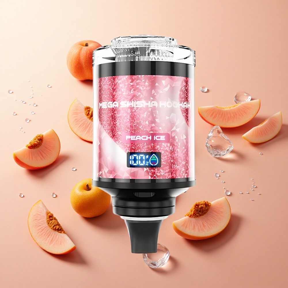 JNR Mega Shisha Hookah 100K אפרסק קרח wholesale Israel טעינה מהירה Type-C מסך חכם