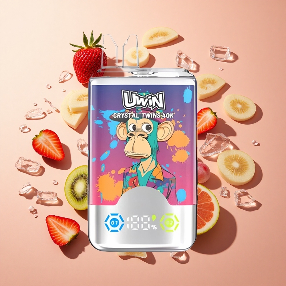 UWIN Crystal Twins 40000 Puffs תות קיווי ענב קרח wholesale Israel סוללה 850mAh טענים כפולים