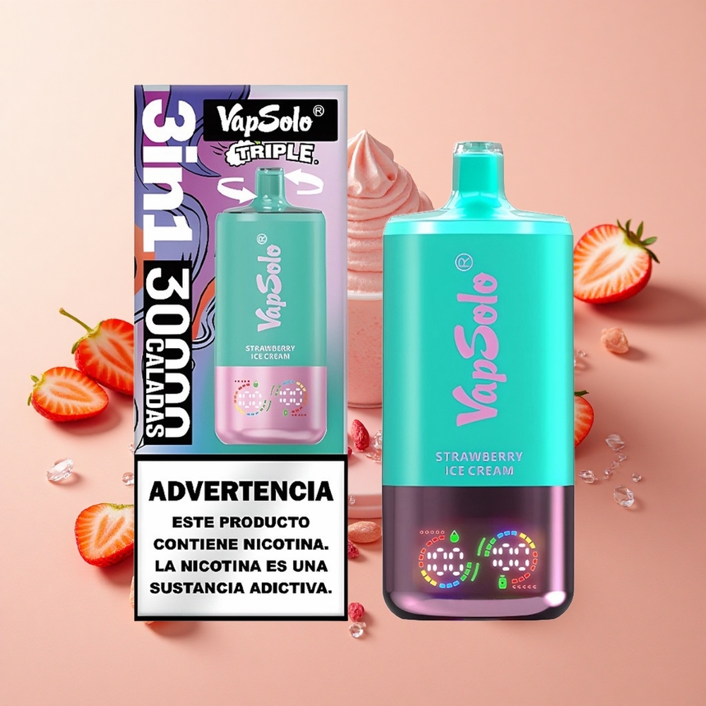 VapSolo Triple 30000 Puffs גלידה תות 40ml wholesale Israel Type-C