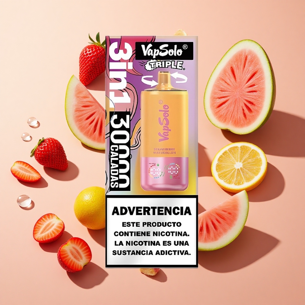 VapSolo Triple 30000 Puffs תות אבטיח & לימון אפרסק 40ml wholesale Israel Type-C