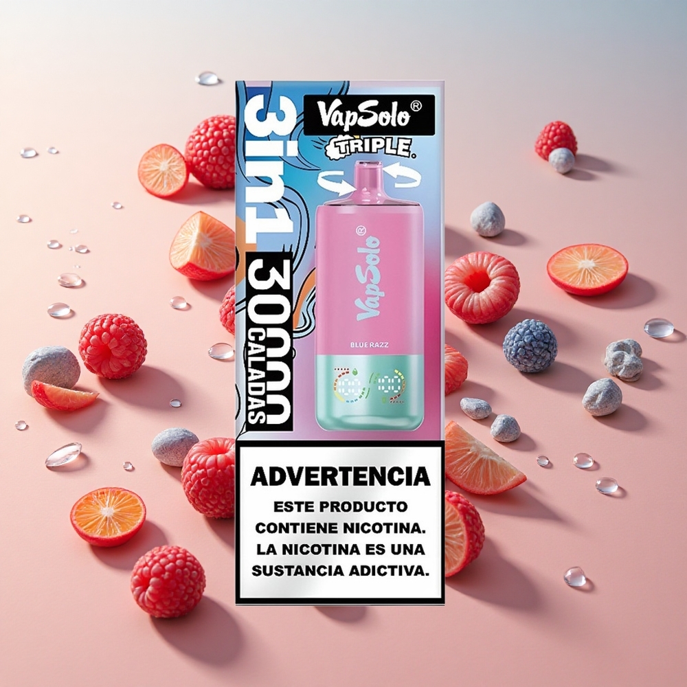 VapSolo Triple 30000 Puffs Blue Razz (בל ראז) 40ml (40 מ\"ל) wholesale Israel