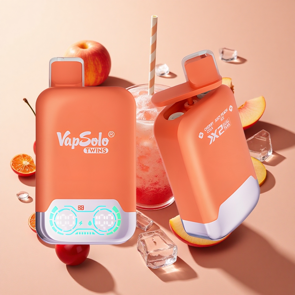 Vapsolo Twins 20000 Puffs דובדבן קולה & אפרסק עסיסי קרח wholesale Israel 40 מ"ל