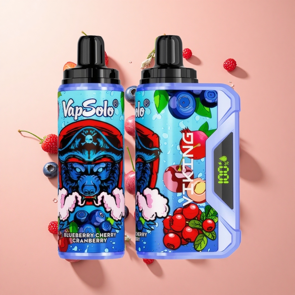 VapSolo VIKING 12000 Puffs Blueberry Cherry Cranberry (אוכמניות דובדבן חמוציות) wholesale Israel Display LED Type-C