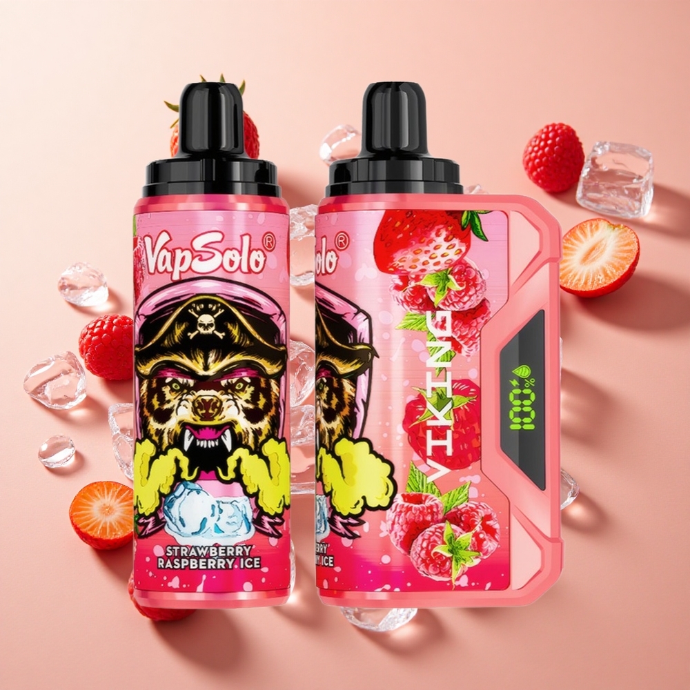 VapSolo VIKING 12000 Puffs תות פטל קרח wholesale Israel 22ml Type-C